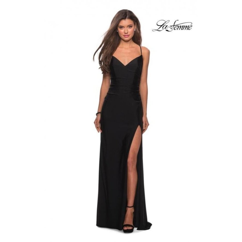 LA FEMME Women’s 6 Black Evening Gown Cocktail Formal Dress 28206 New